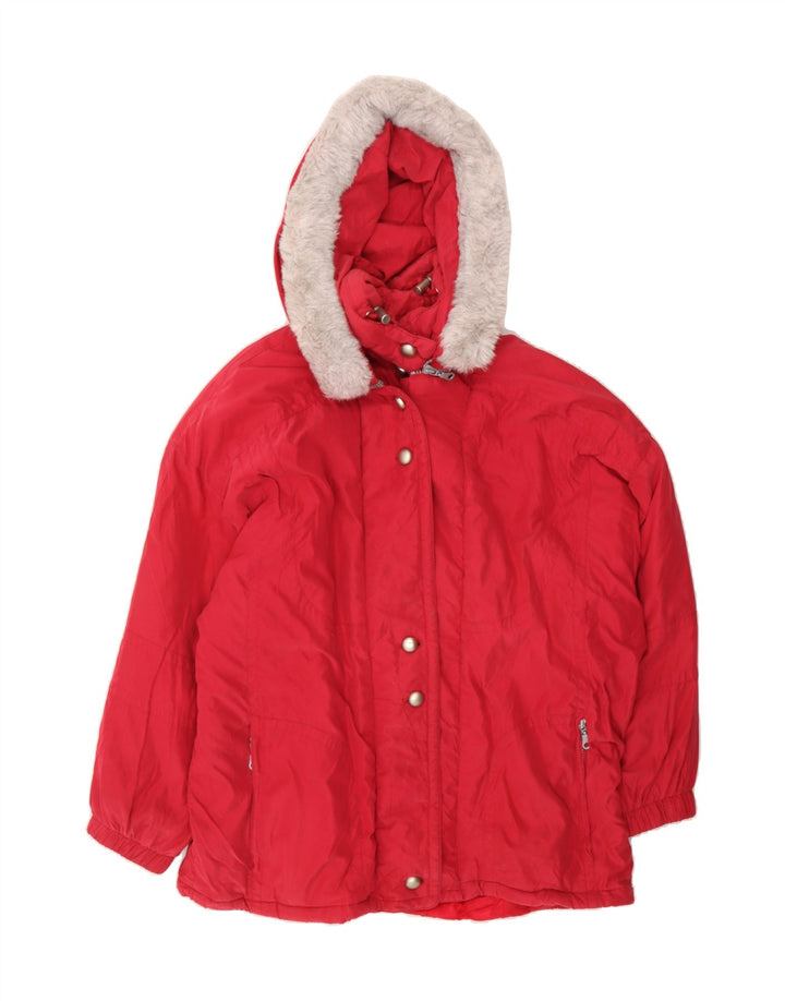 VINTAGE Womens Hooded Padded Jacket UK 16 Large Red Vintage Vintage and Second-Hand Vintage from Messina Hembry 
