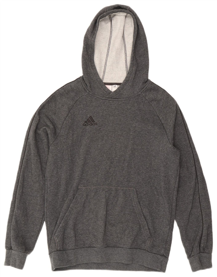 Felpa con cappuccio da ragazzo Adidas 15-16 anni in cotone grigio