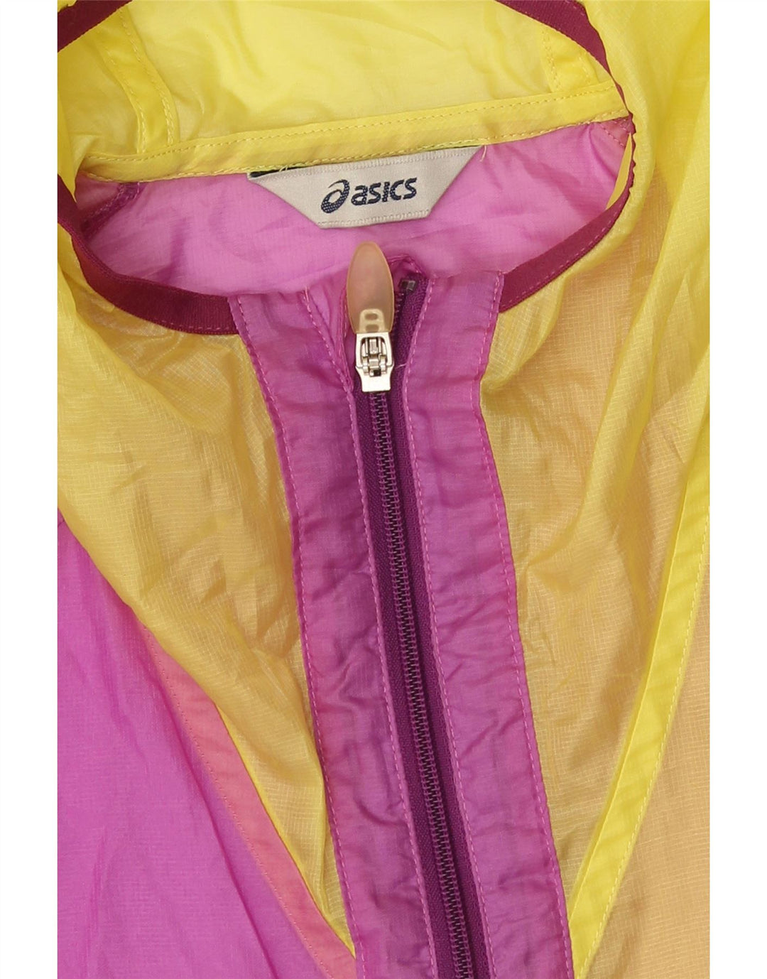 Giacca antipioggia con cappuccio da donna Asics UK 16 grande multicolore color block
