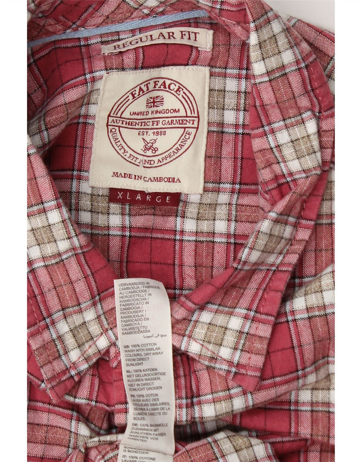Camicia da uomo vestibilità regolare Fat Face XL in cotone a quadri rossi