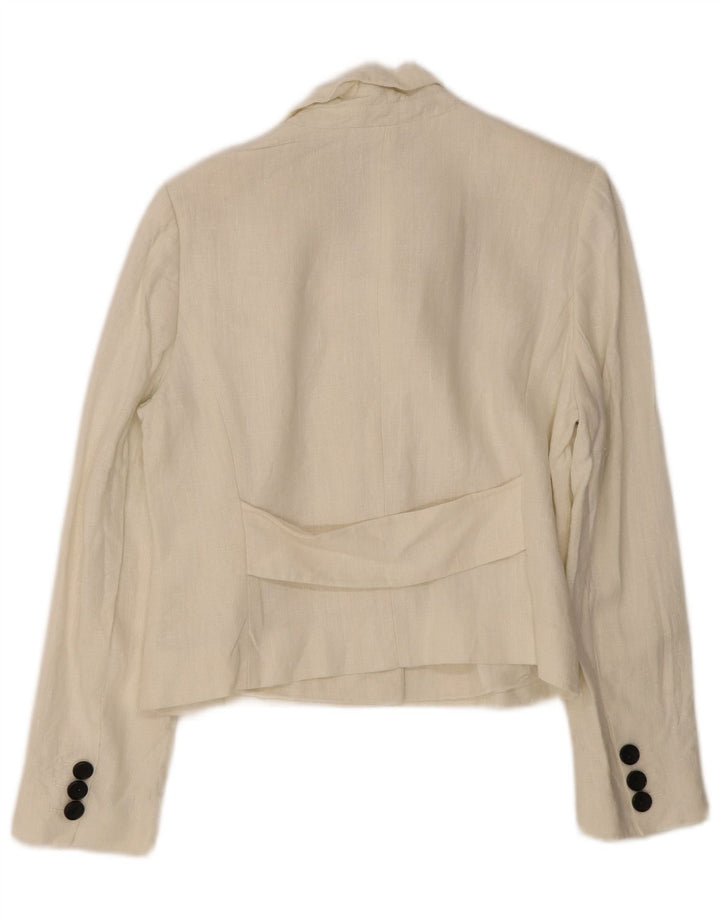 Giacca blazer a 3 bottoni da donna Hobbs UK 14 grande lino bianco sporco