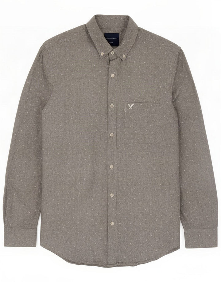 Camicia slim fit da uomo American Eagle cotone maculato grigio medio