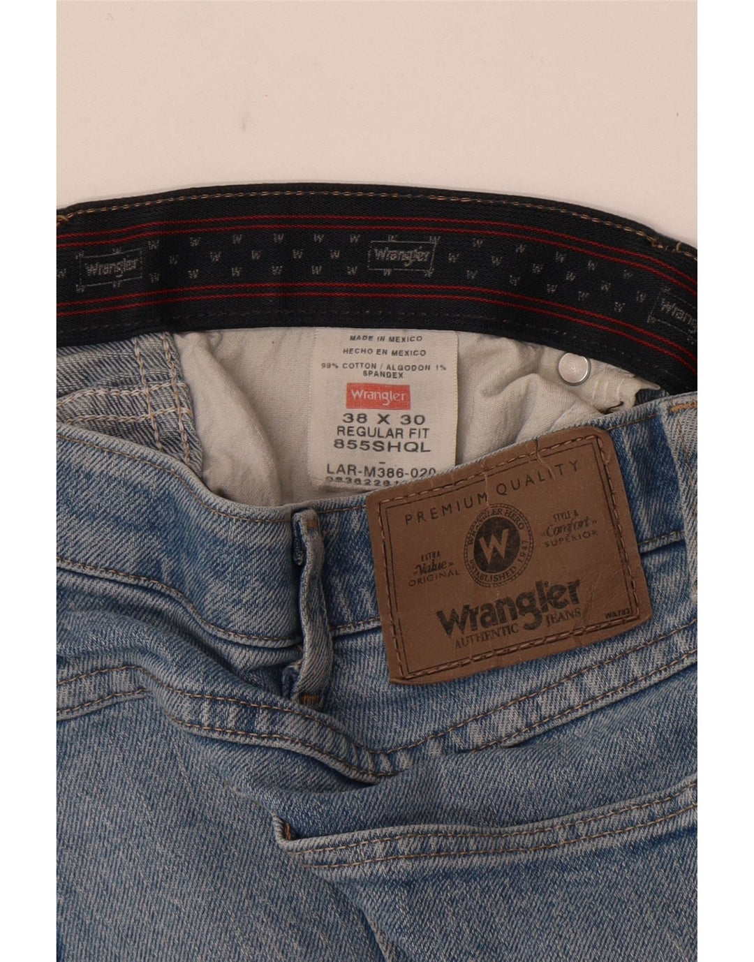 Jeans dritti da uomo Wrangler vestibilità regolare W38 L30 cotone blu