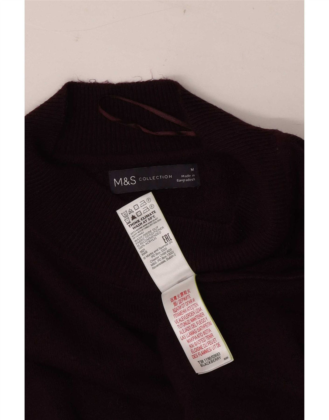 Maglione maglione a collo alto da donna Marks & Spencer UK 14 Bordeaux medio