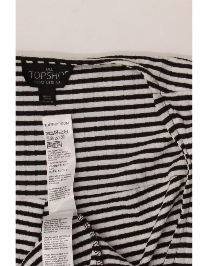 Topshop Abito avvolgente da donna UK 10 Piccolo poliestere a righe nere