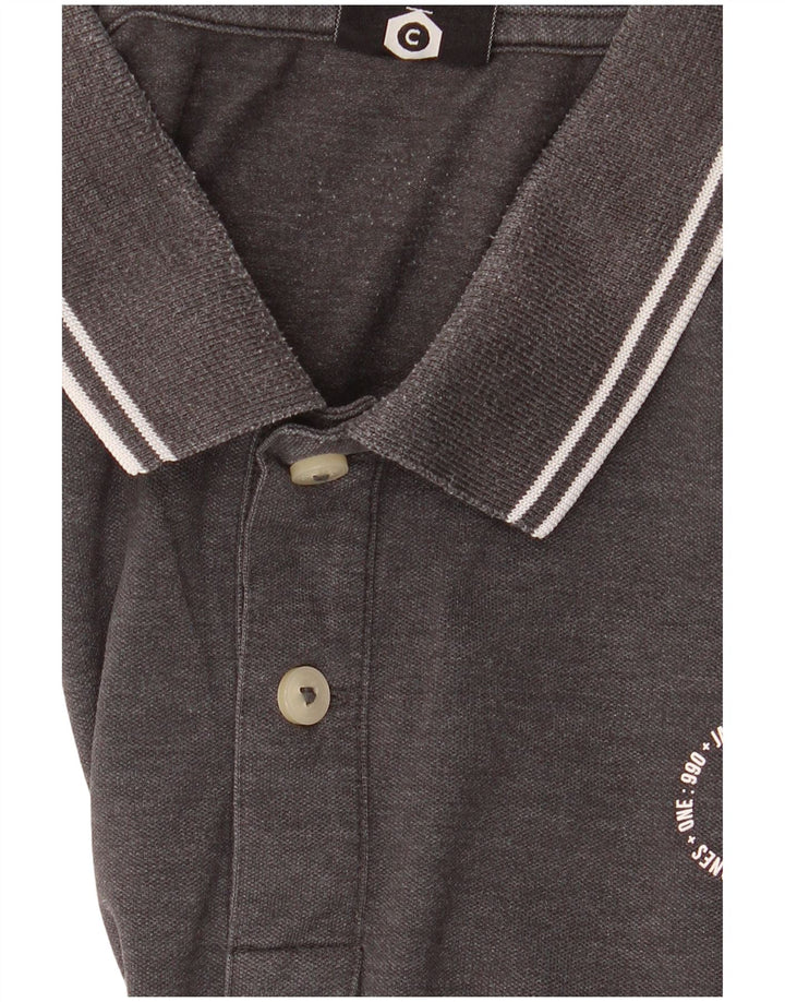 Polo da uomo Jack & Jones in cotone screziato grigio medio