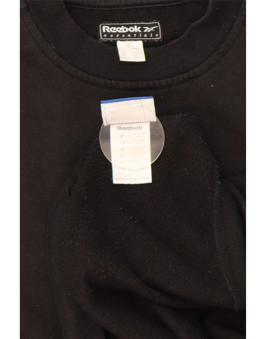 Felpa Reebok da uomo, maglione grande, nero, in poliestere