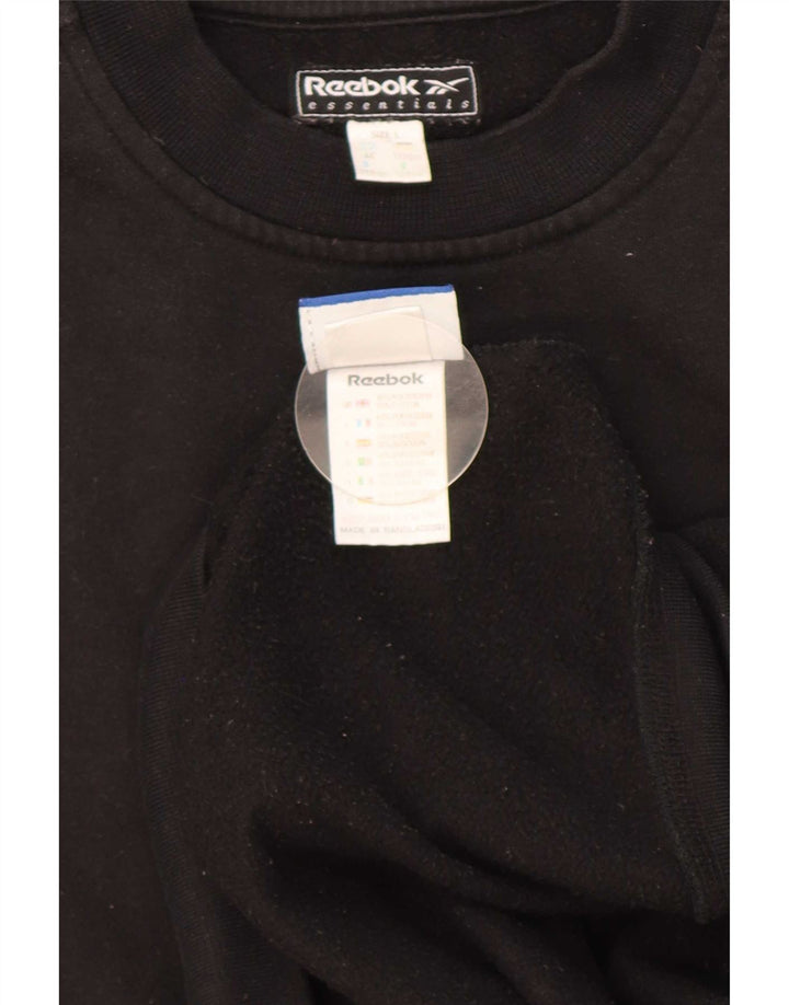 Felpa Reebok da uomo, maglione grande, nero, in poliestere
