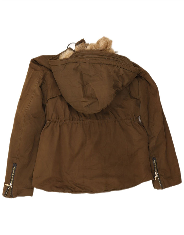 Giacca parka oversize Zara Trafaluc Sherpa da donna UK 10 piccola cachi