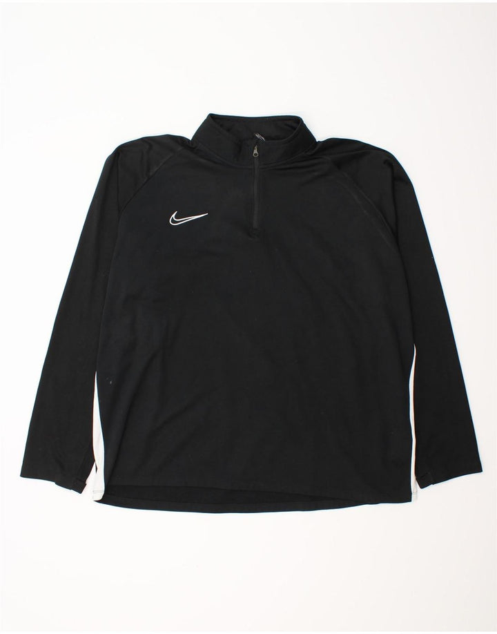 NIKE Top da tuta pullover con zip e collo Dri Fit da uomo 2XL Nero Colourblock