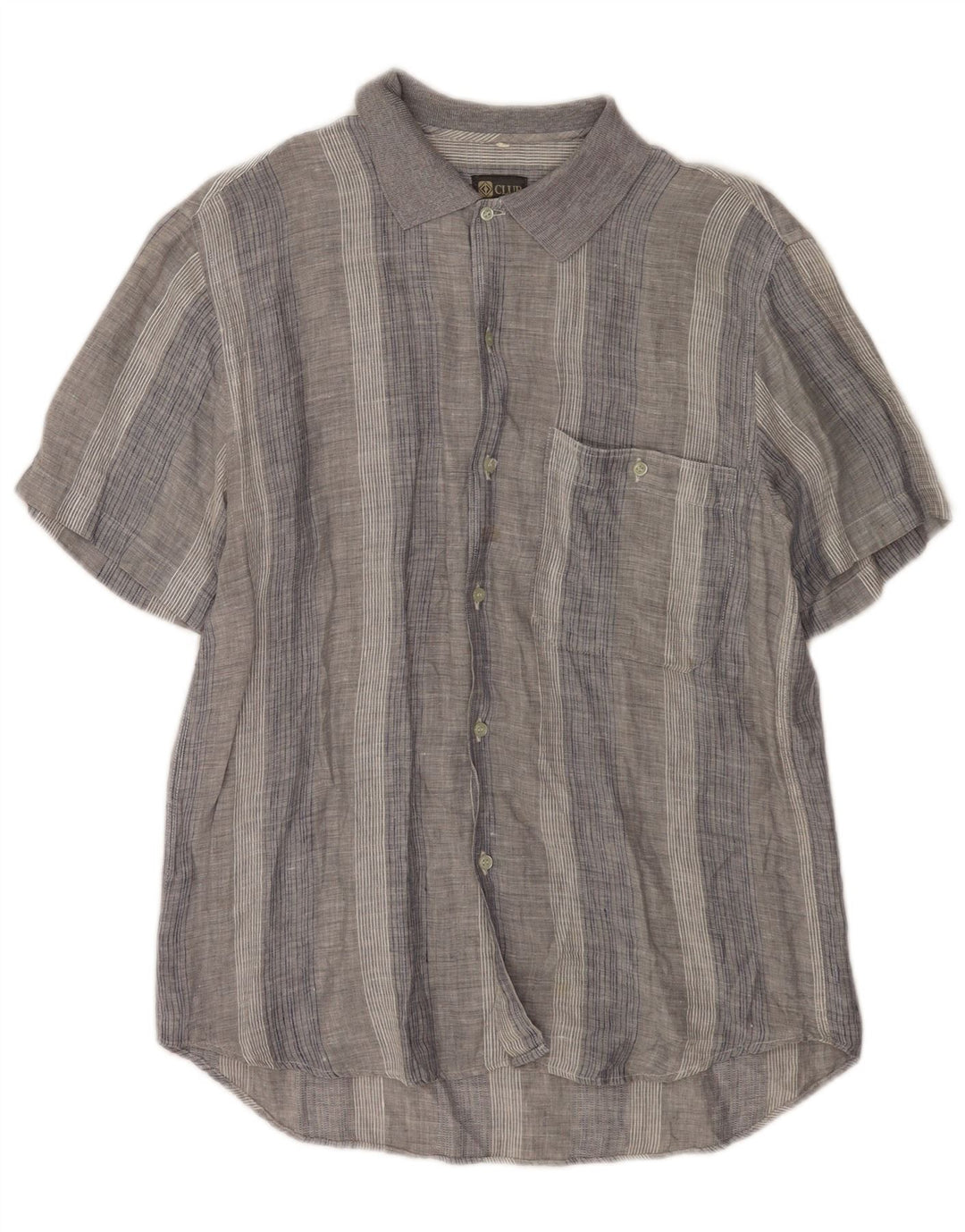 Camicia da uomo a maniche corte CLUB grigio medio a righe