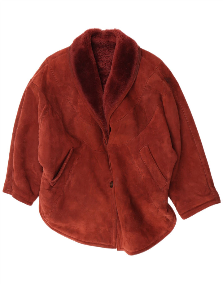 Giacca in shearling vintage da donna IT 42 Shearling medio bordeaux