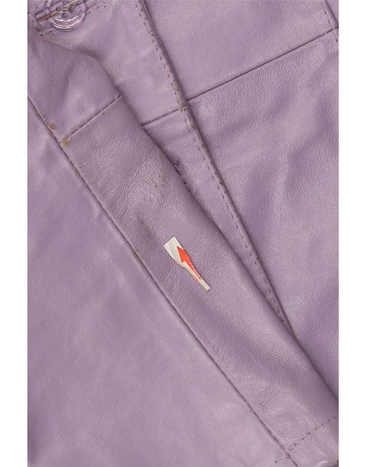 Giacca in pelle vintage da donna UK 14 grande viola
