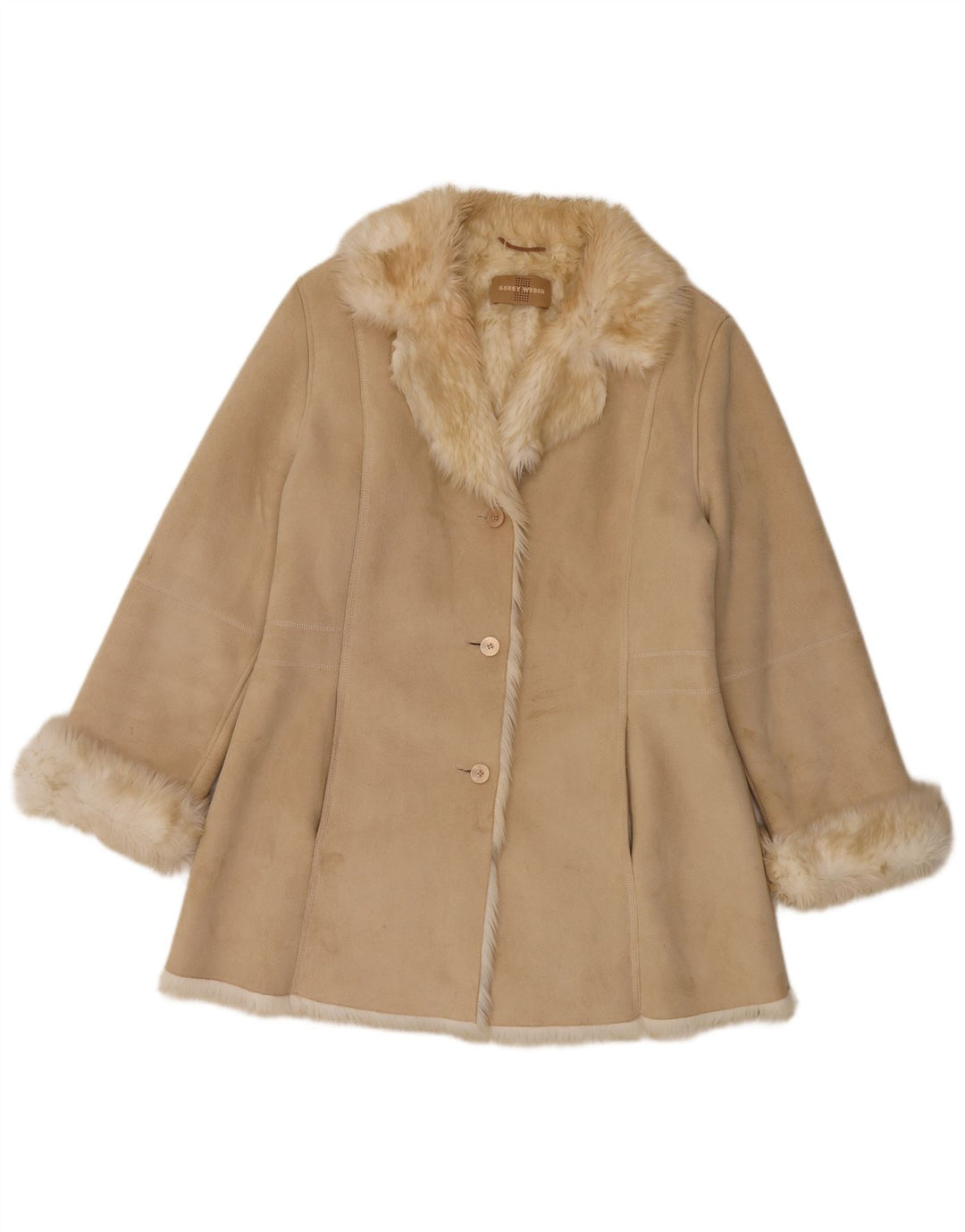 Gerry Weber Cappotto oversize in sherpa da donna UK 12 Poliestere beige medio