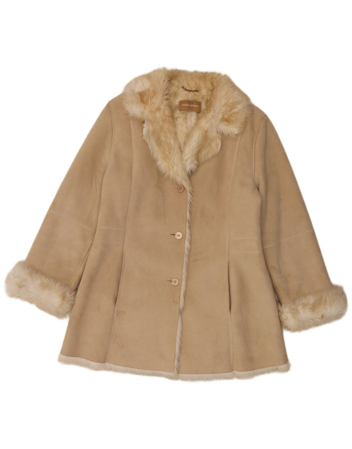 Gerry Weber Cappotto oversize in sherpa da donna UK 12 Poliestere beige medio