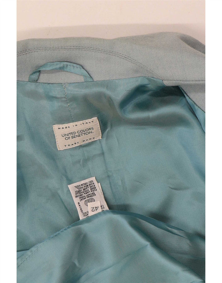Giacca Blazer 2 Bottoni Benetton Donna IT 42 Blu Medio Lana