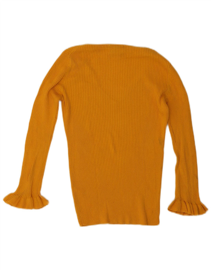 Massimo Dutti Top da donna con maniche a 3/4 a maniche lunghe UK 10 Small Giallo Seta