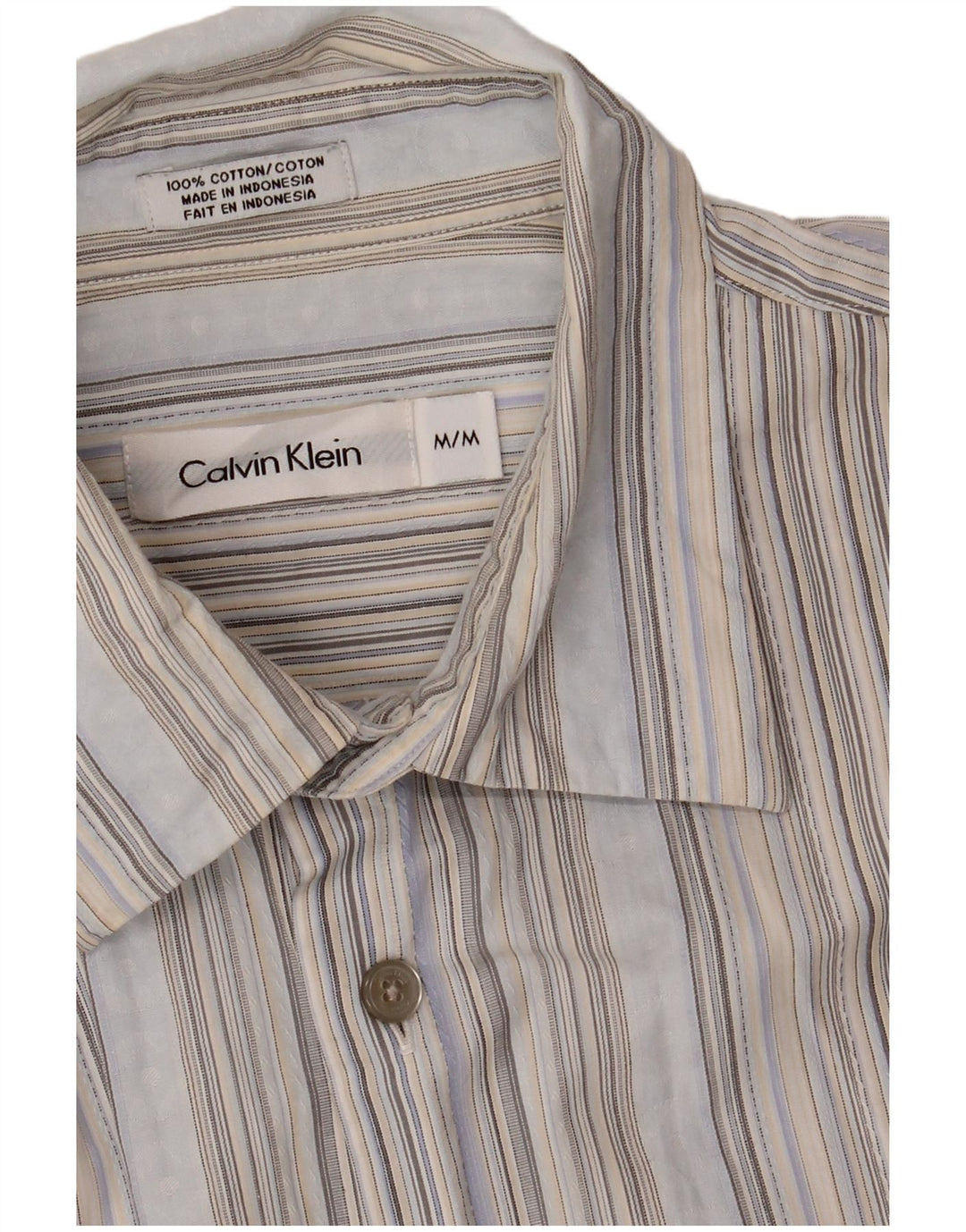 CALVIN KLEIN Camicia Uomo Cotone Rigato Blu Medio