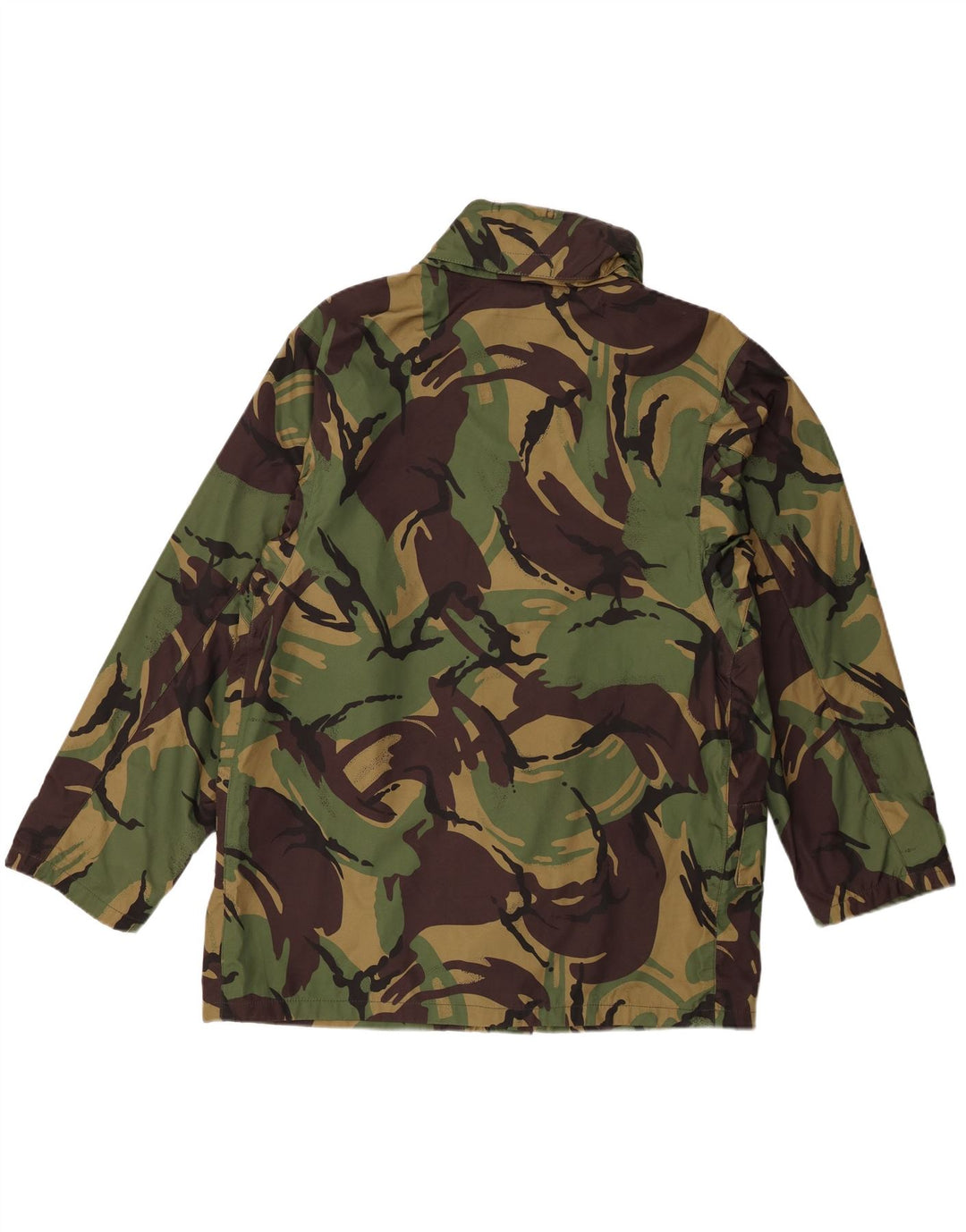 Giacca utilitaria vintage da uomo con cappuccio UK 40 grande poliestere mimetico verde