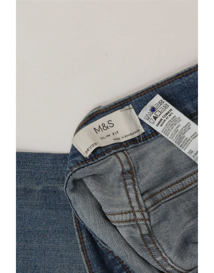 Jeans slim da uomo Marks & Spencer W34 L33 cotone blu