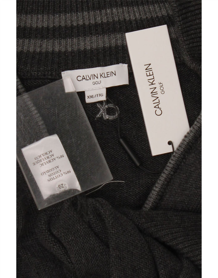 CALVIN KLEIN Maglione da golf da uomo con collo e zip 2XL Cotone grigio