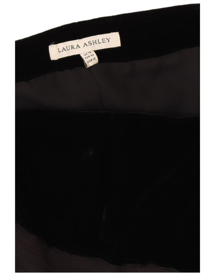 LAURA ASHLEY Top con corsetto in velluto da donna UK 14 Viscosa nera media