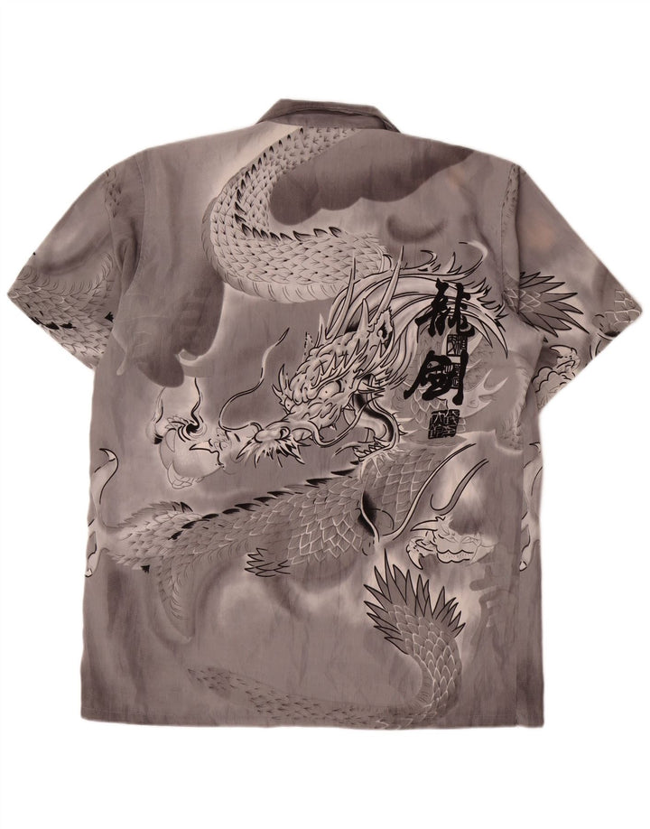 Camicia a maniche corte grafica da uomo VINTAGE 2XL Seta grigia