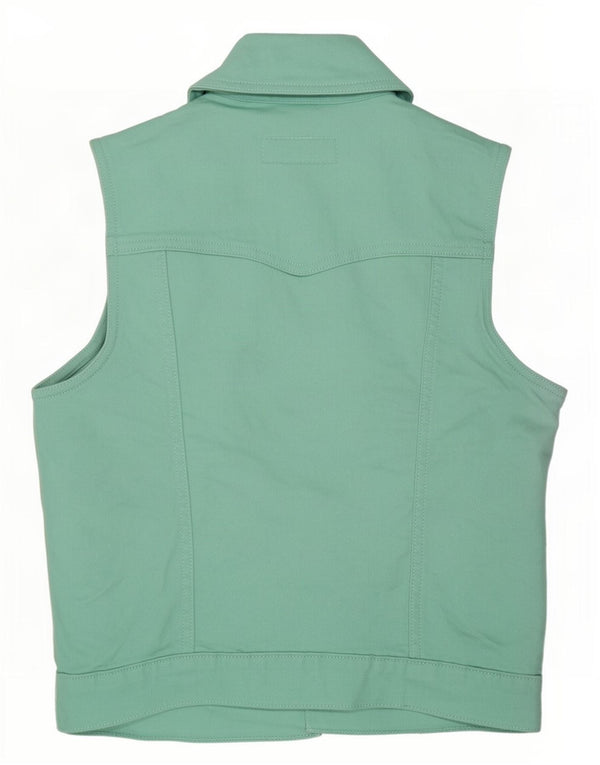 Gilet di jeans corto da donna Levi's UK 10 piccolo cotone turchese