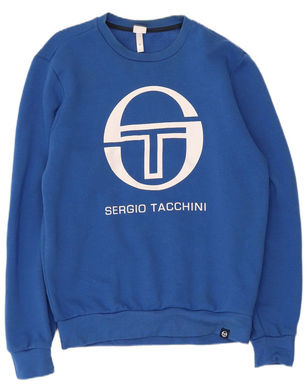 Felpa grafica da uomo Sergio Tacchini in cotone blu medio