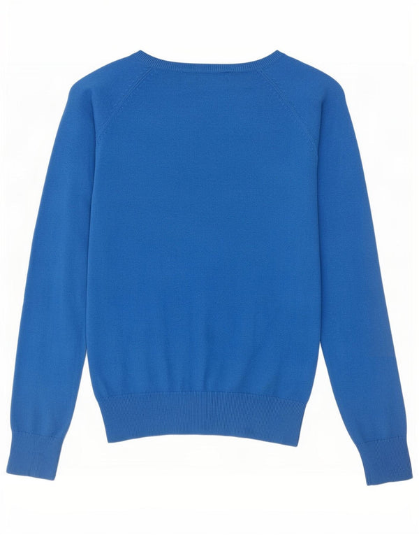Maglione da donna con scollo a V Zara UK 12 Cotone blu medio