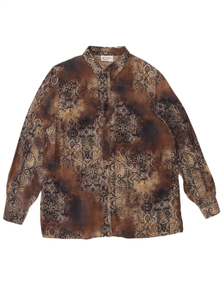 Camicia oversize da donna vintage IT 44 Tencel Paisley marrone medio