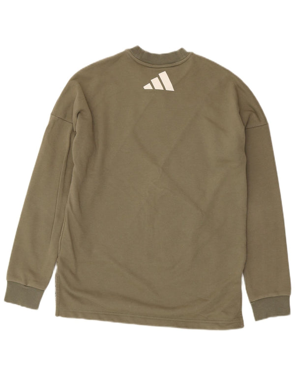 Felpa grafica Adidas per ragazze, maglione, 14-15 anni, cotone kaki