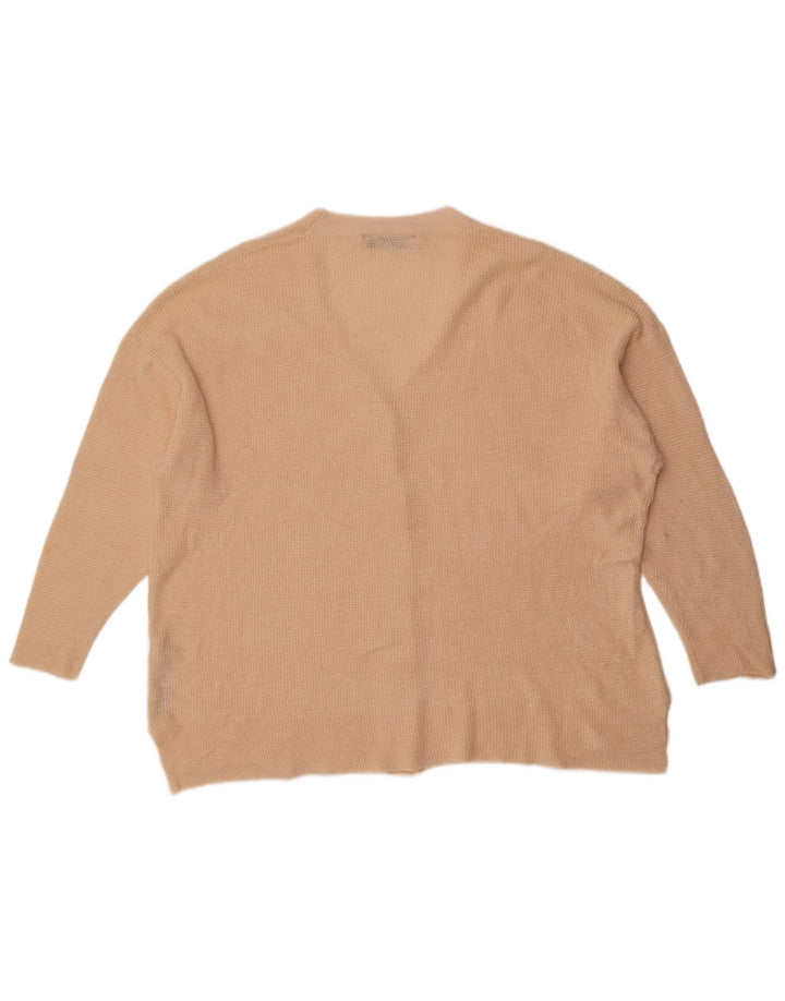 Maglione cardigan oversize con maniche a 3/4 da donna Zara UK 14 medio bianco sporco