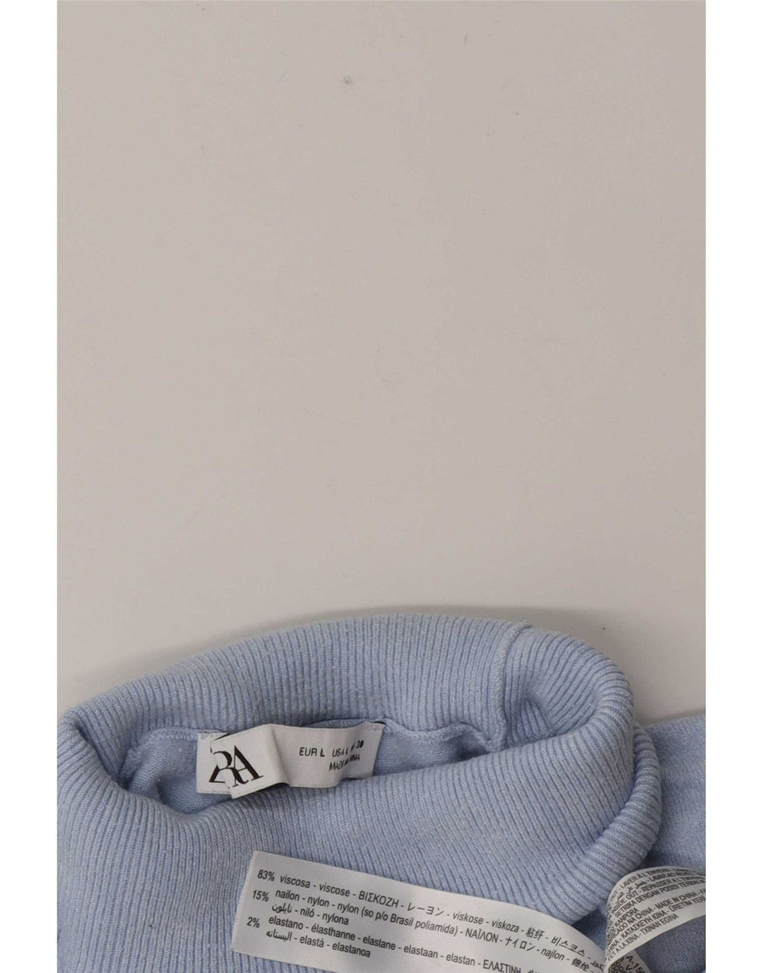 Maglione maglione a collo alto da donna Zara UK 14 grande viscosa blu
