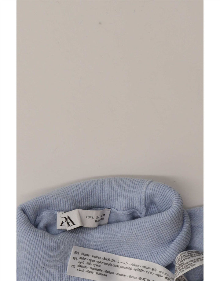 Maglione maglione a collo alto da donna Zara UK 14 grande viscosa blu