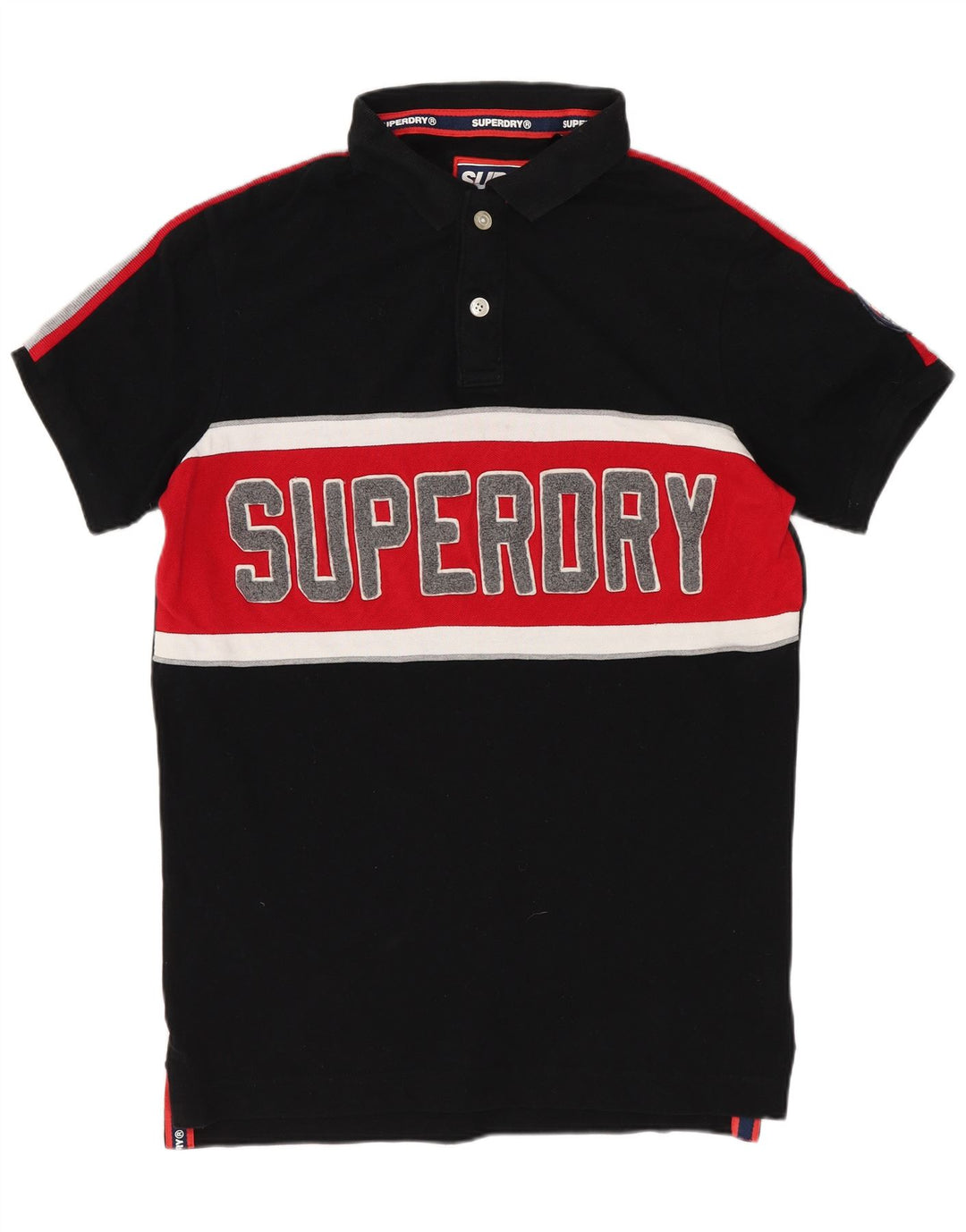 Polo grafica da uomo SUPERDRY in cotone color block medio nero