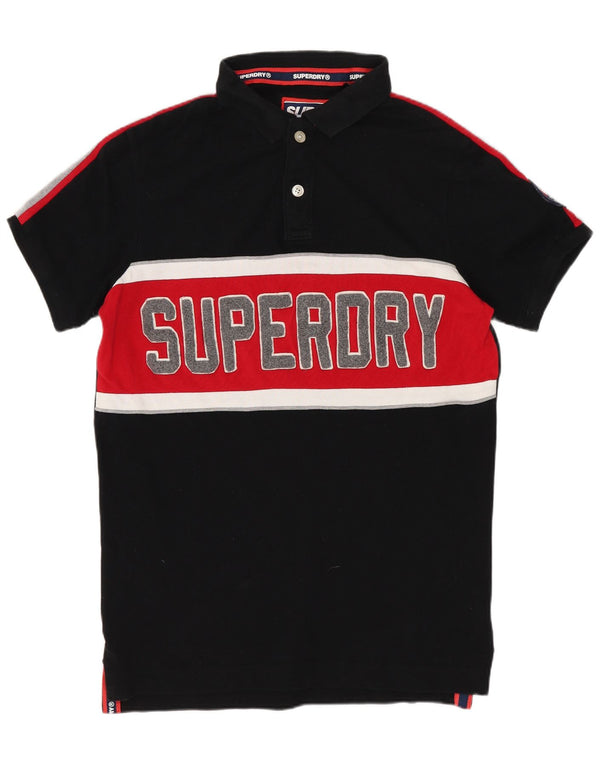 Polo grafica da uomo SUPERDRY in cotone color block medio nero