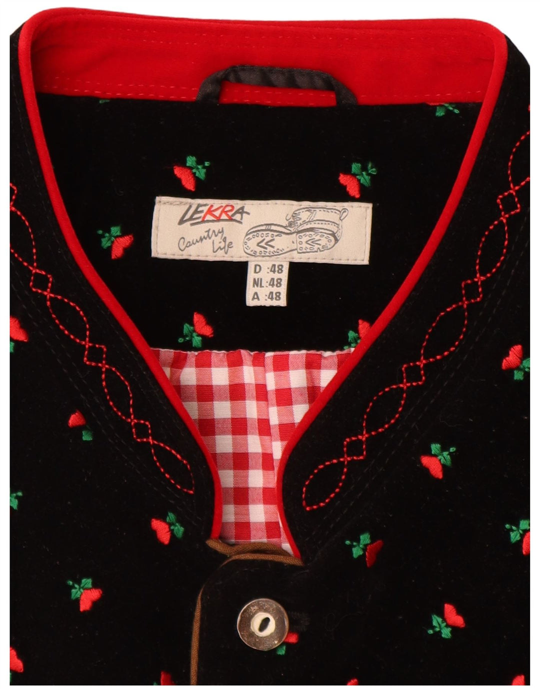 Gilet da uomo in velluto LEKRA IT 48 piccolo floreale nero