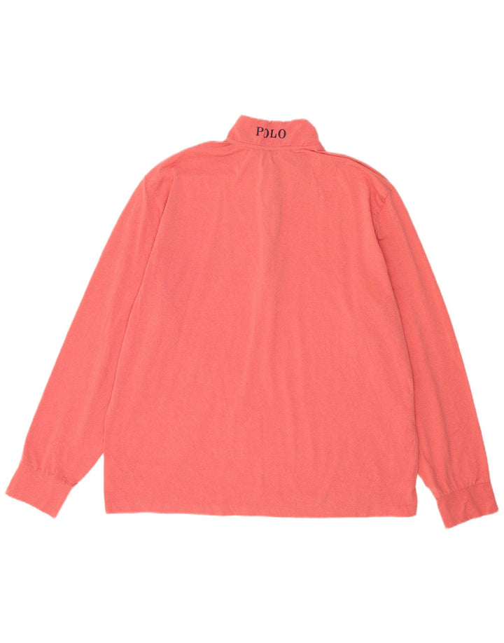 Polo Ralph Lauren Maglietta da uomo pullover con zip e collo XL in poliestere rosa