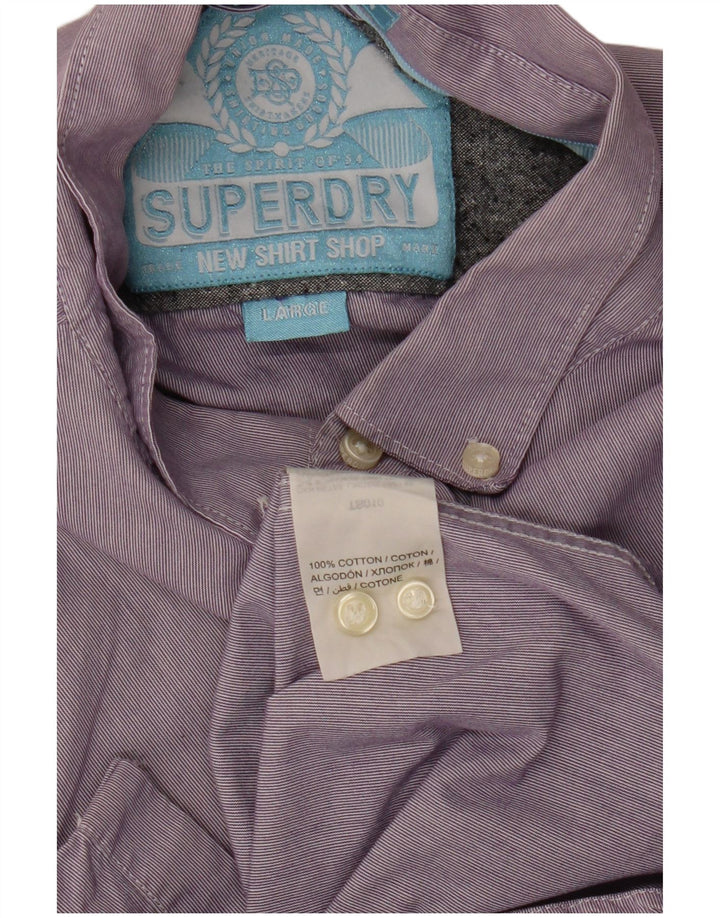 Camicia da uomo SUPERDRY grande cotone gessato viola