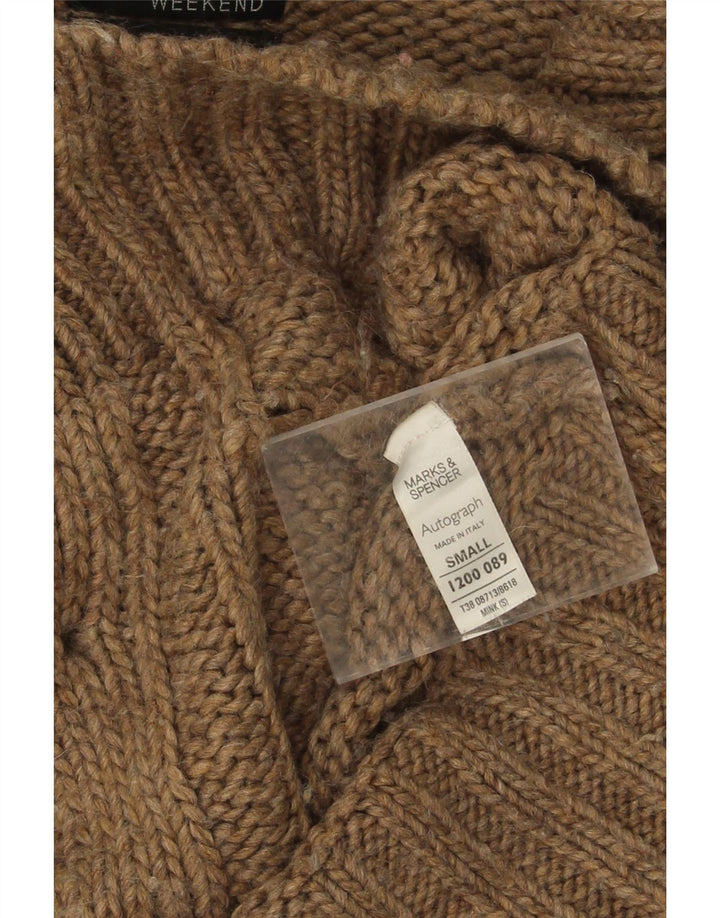 Maglione cardigan a maniche corte da donna Marks & Spencer UK 10 piccolo Beige