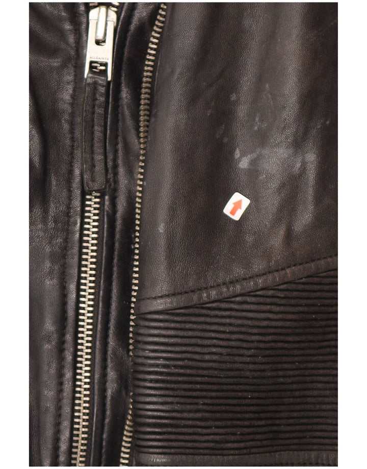Giacca da motociclista in pelle da donna All Saints UK 14 grande in pelle nera
