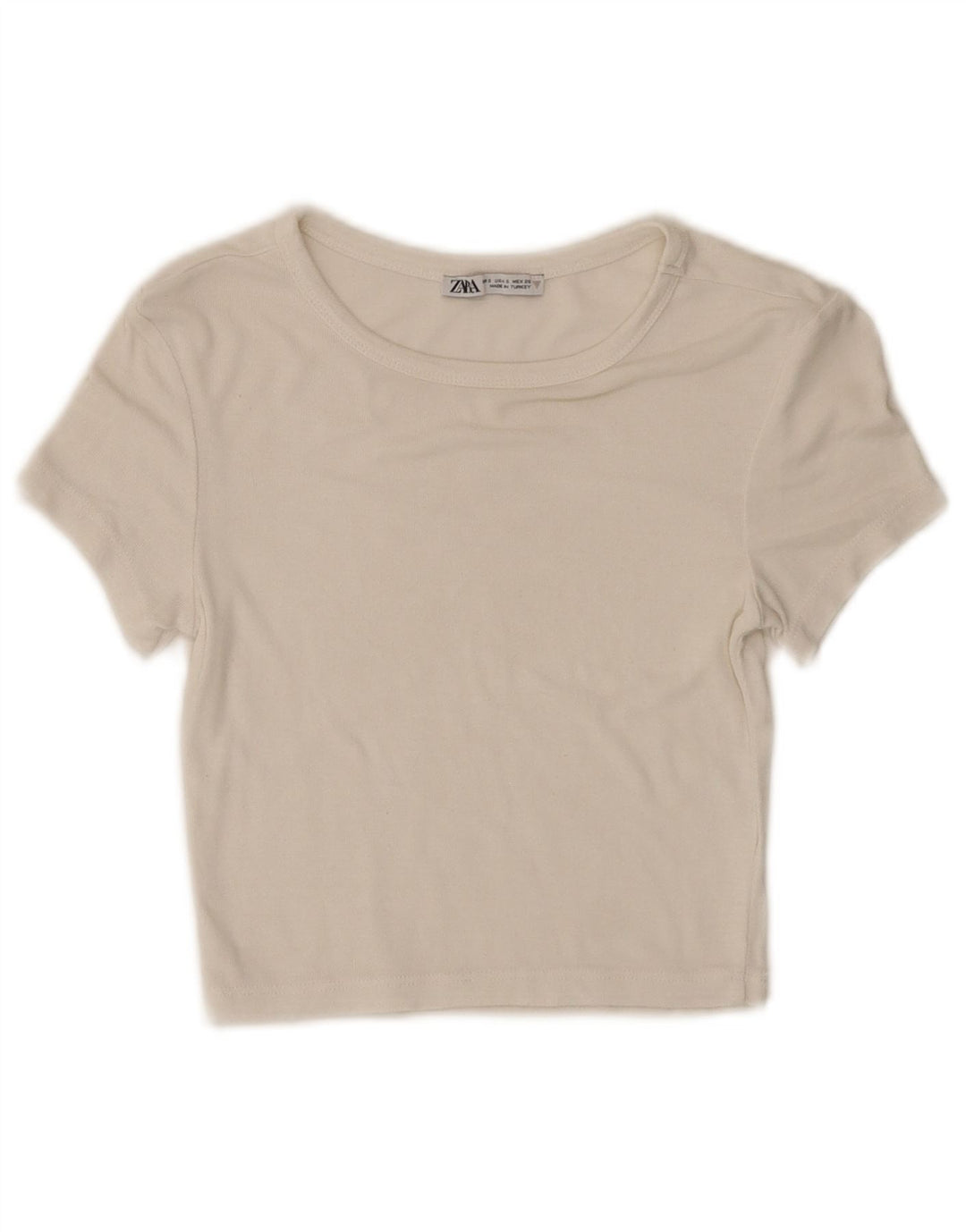 T-shirt corta da donna Zara UK 8 piccola bianca