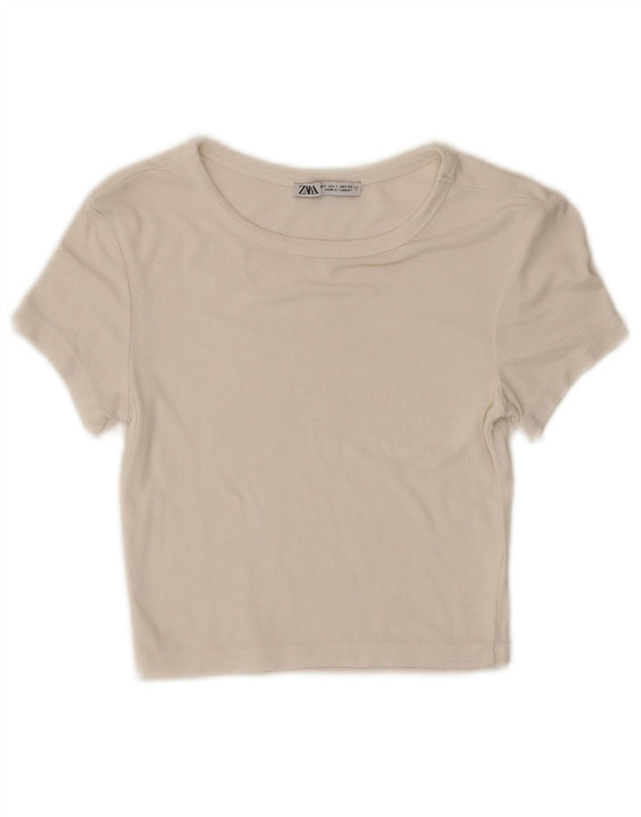 T-shirt corta da donna Zara UK 8 piccola bianca