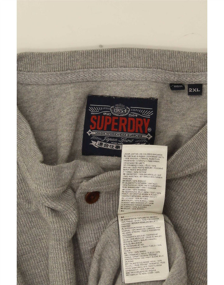 Top da uomo a maniche lunghe Superdry 2XL in cotone grigio