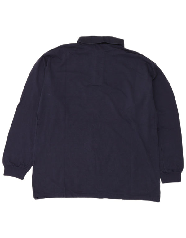 CONTE OF FLORENCE Polo Uomo Manica Lunga Large in Cotone Blu Navy