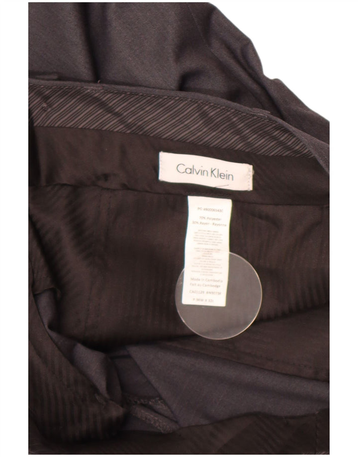 Pantaloni da abito dritti da uomo Calvin Klein W36 L32 poliestere grigio