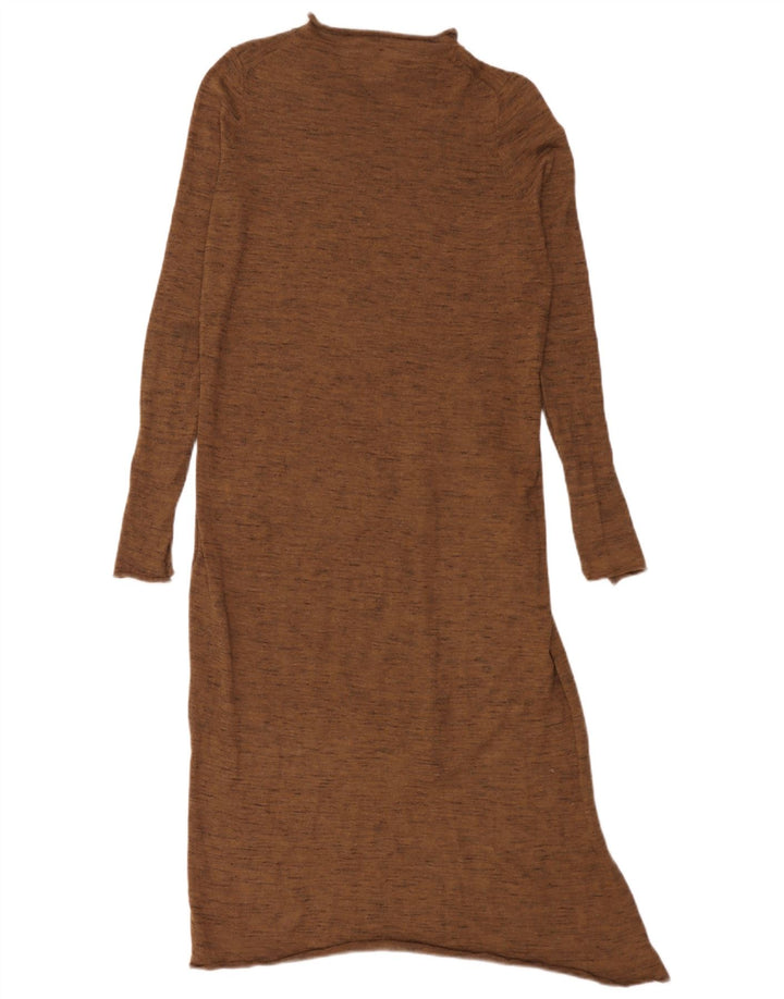 Abito maglione asimmetrico da donna Zara UK 10 piccolo poliestere marrone
