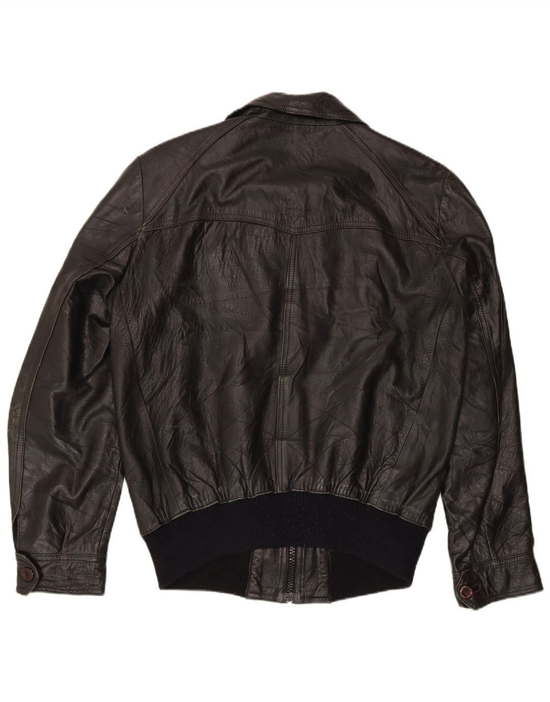 Giacca in pelle da uomo VINTAGE UK 36 piccola nera