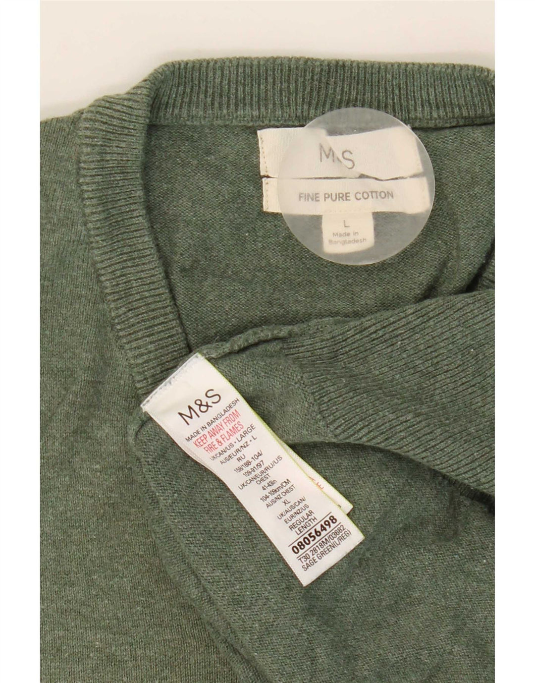 Maglione da uomo con scollo a V Marks & Spencer grande in cotone verde